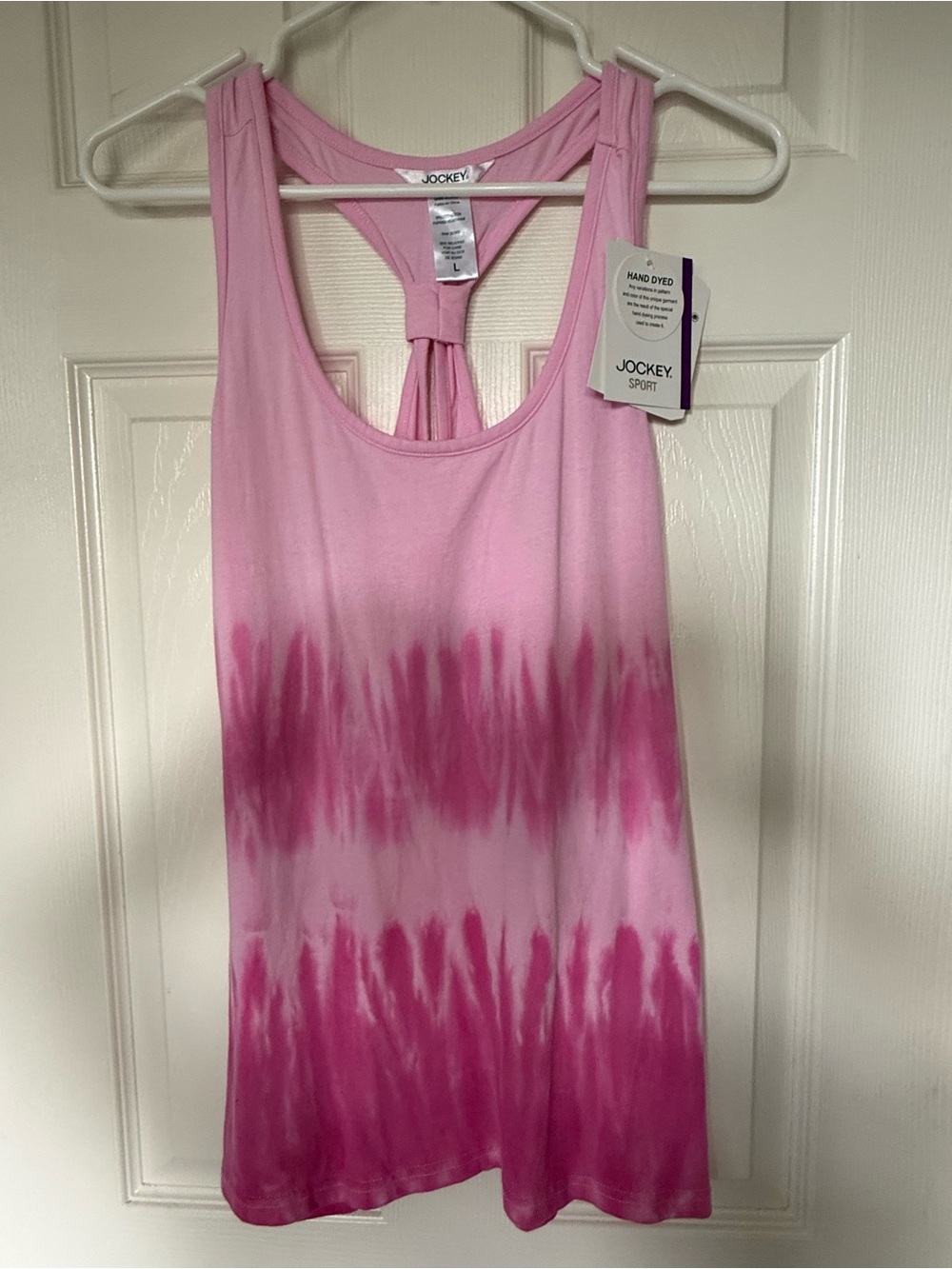 Jockey Pink Racerback Tie Dye Tank Top Sz L. NWT
